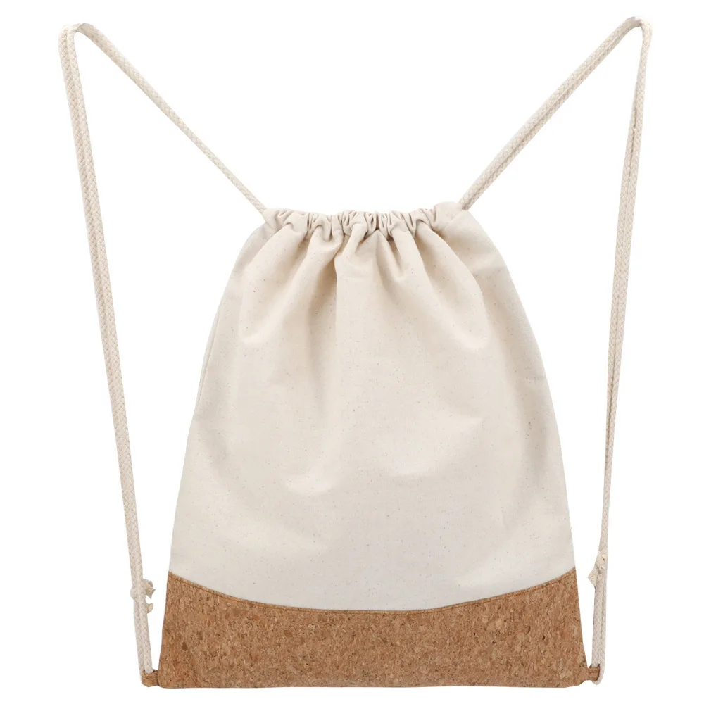 

Factory direct supply cork cloth canvas stitching drawstring backpack