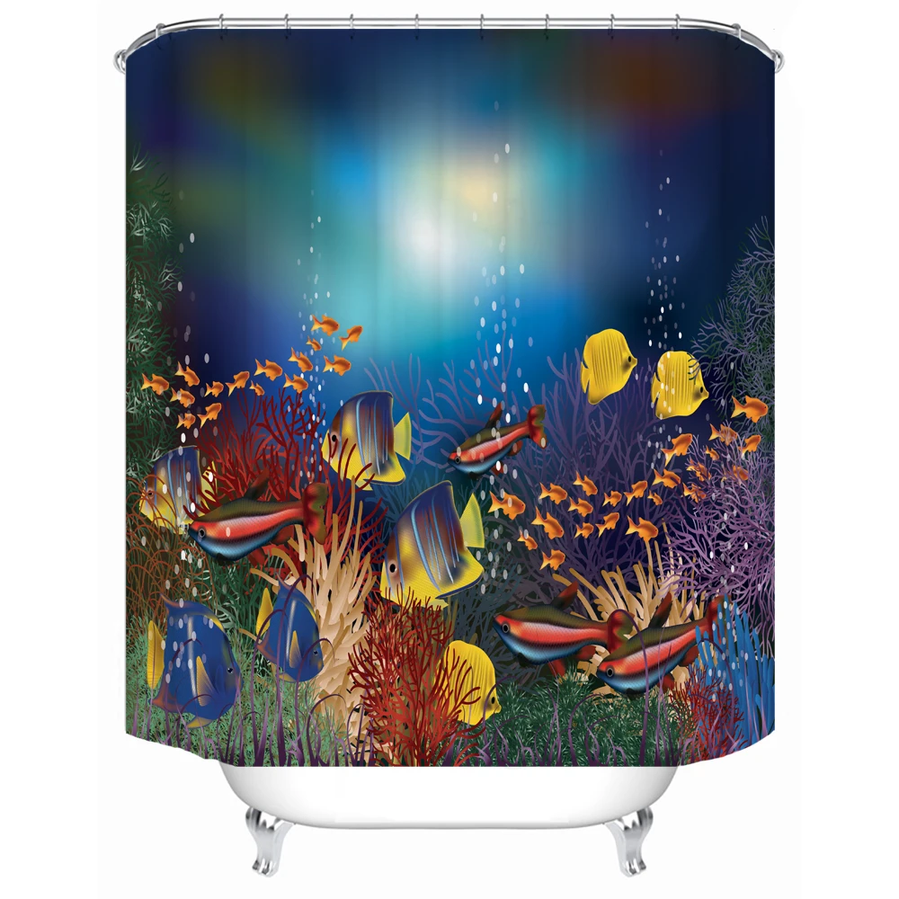 

183 x 183cm waterproof cloth lining cover bathtub bathroom shower curtain coral can be customized printing shower curtain, Picture