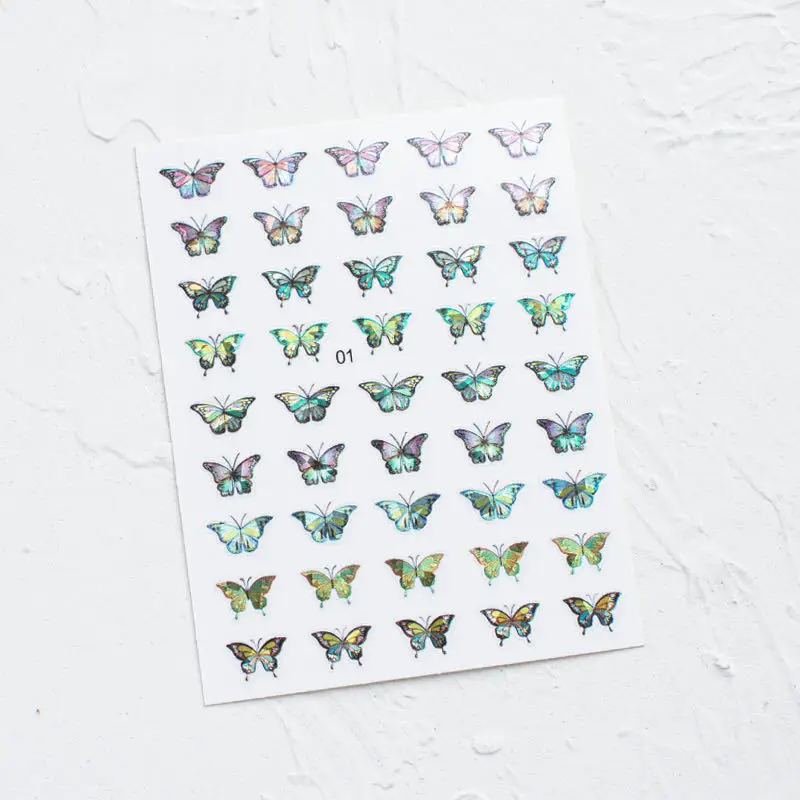 

WG361-370 cross-border e-commerce small red book hot style laser butterfly new style colorful nail stickers