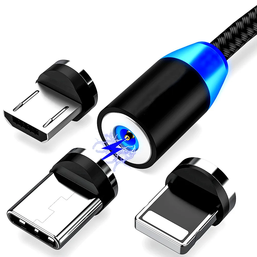 

Megnetic Braided Fast Charging Micro Data Cables 3 In 1 Leads Nylon Cable Line 1M Charging Cable For Mobiles Phone