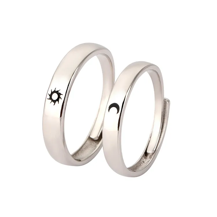 

Wholesale Adjustable Holiday Moon Star Couple Ring Valentine's Day Ring Gift Jewelry