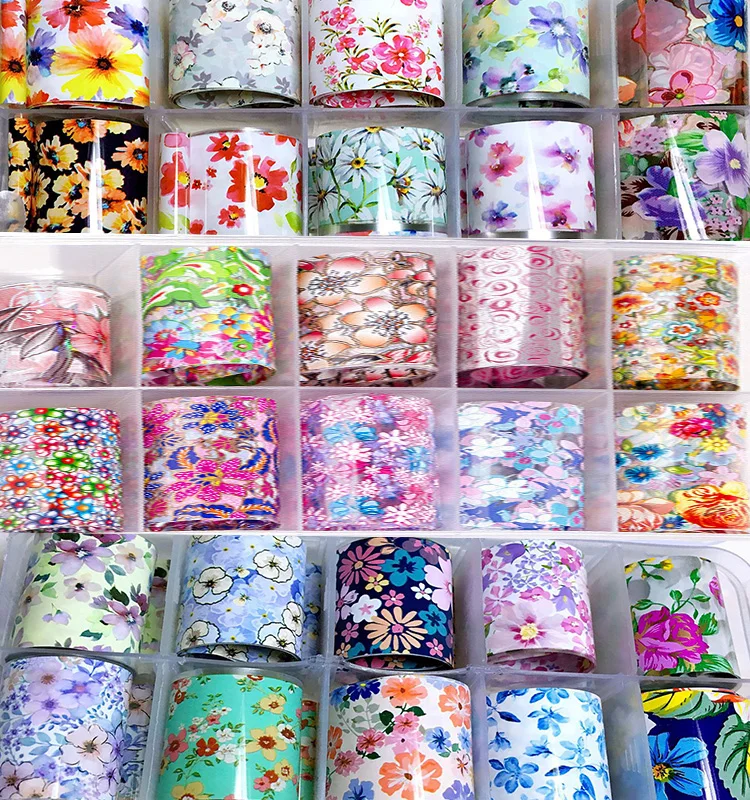 

New Sunflowers Laser Flowers Flower Series Nail Foil Paper Nail Stickers, Colorful