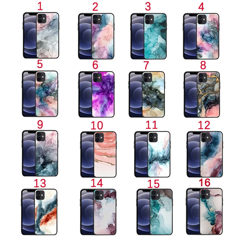 

Watercolor Painting Marble Pattern Phone Case Soft TPU Ink Painted Cover For iPhone 12 11 Pro Max Xs Xr Xs Max 7 8 Plus, Multi colors