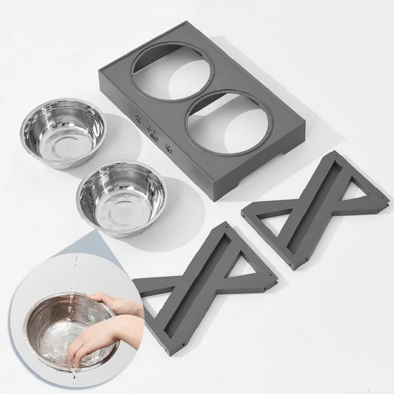 

Wholesale Modern Style 3 Adjustable Heights Elevated Feeding Bowls for Pet