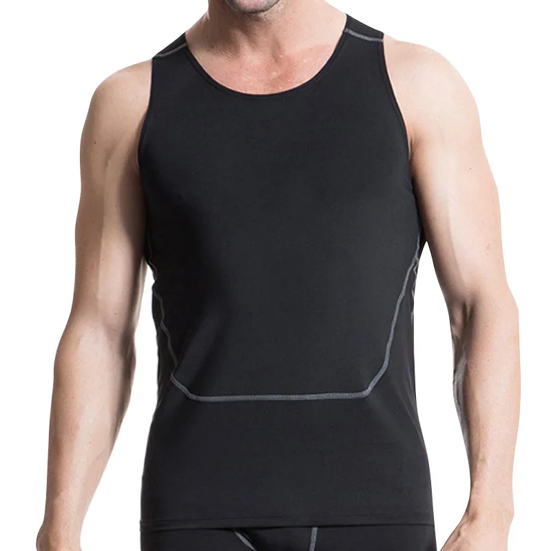 

Men's Quick Dry Muscle Sleeveless Elastic Vest OEM Blank Customize Embroidery Athletic Compression Under Base Layer Tank Top