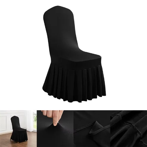 White Polyester Chair Slipcover Elastic Washable Chair Cover for Wedding Hotel Banquet Meeting