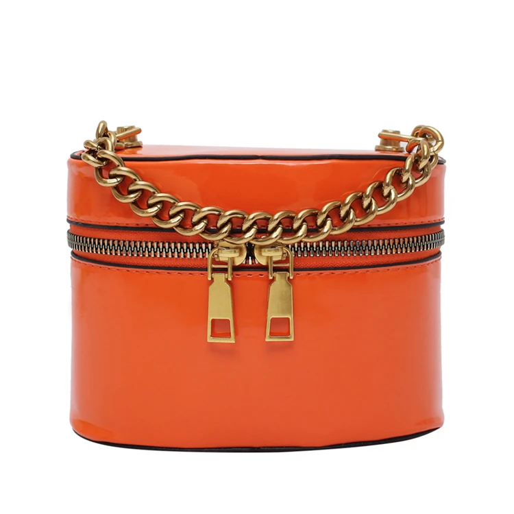 

european mini chains handbag pu messenger bag women shoulder purse bag, Black, silver, yellow, orange