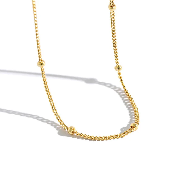

H-N489 daily wear minimalist choker gold plated satellite chain necklace