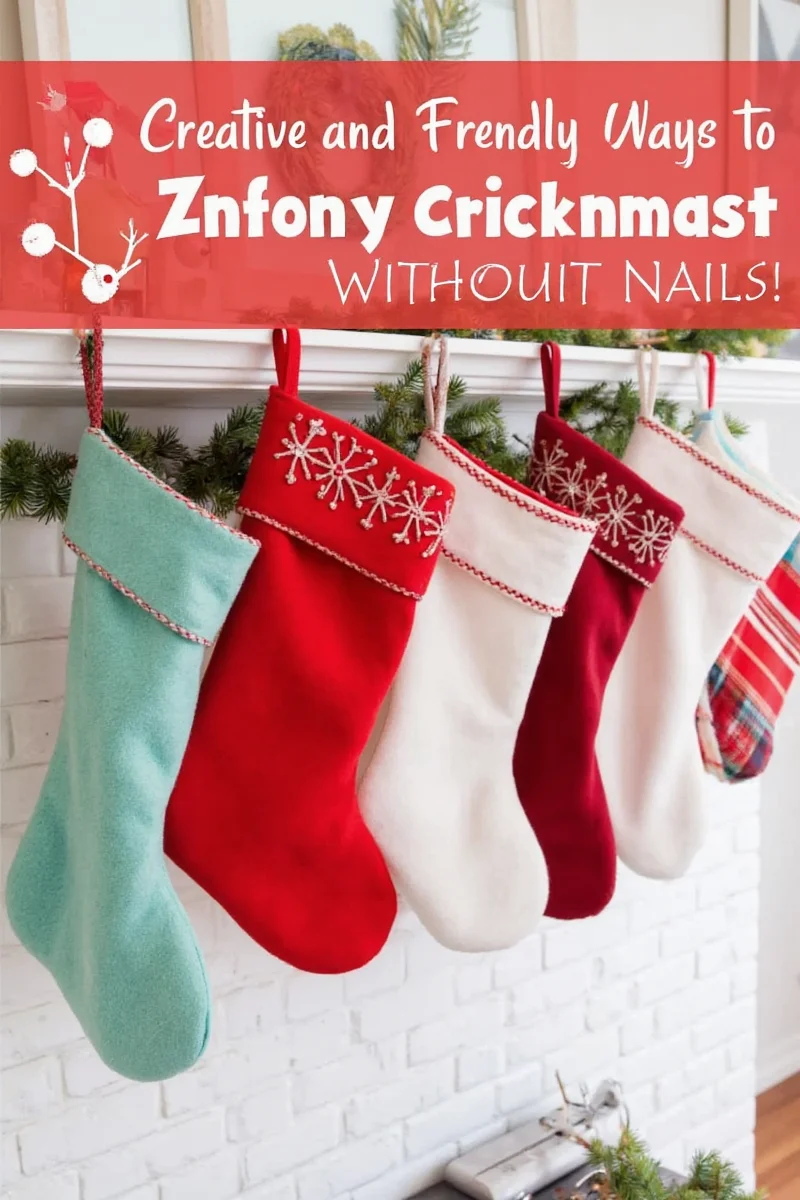 Command hooks hanging red and green stockings