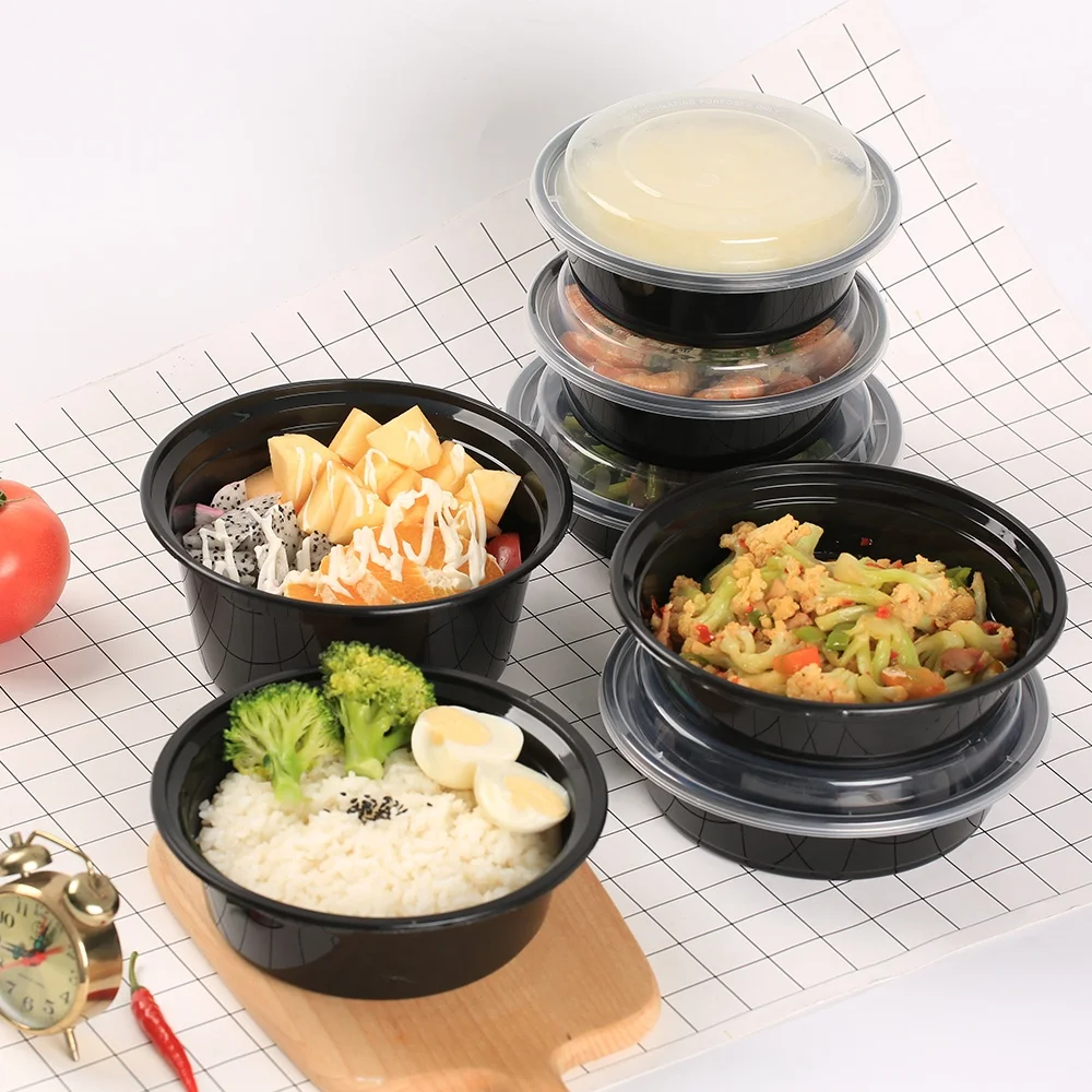 

pp restaurant take away packing disposable plastic food container for food with lid for salad fast food meal fruit soup