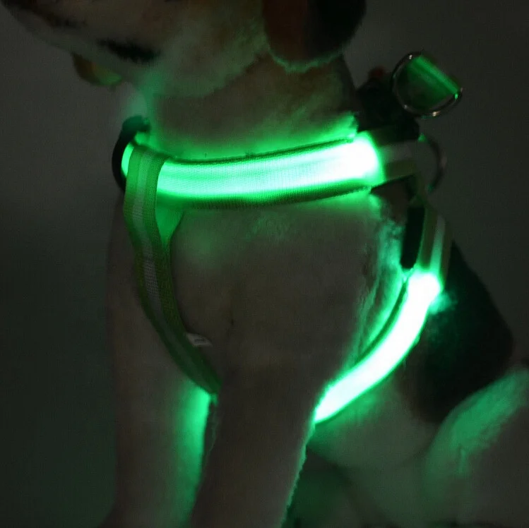 

2021 Wholesale Custom Night Safety Adjustable Led Pet Harness Collar Usb Rechargeable Glowing Flashing Led Dog Vest Harness