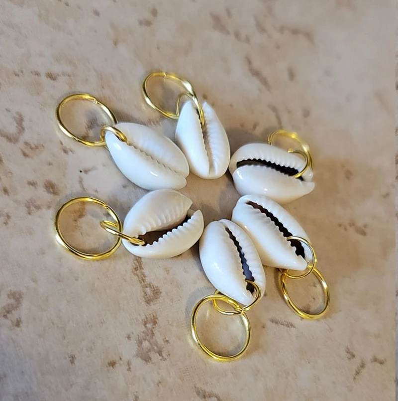 

1PC Gold Cowrie Shell Hair Rings Dread Rings Loc Jewelry for Butterfly Locs, Mix color
