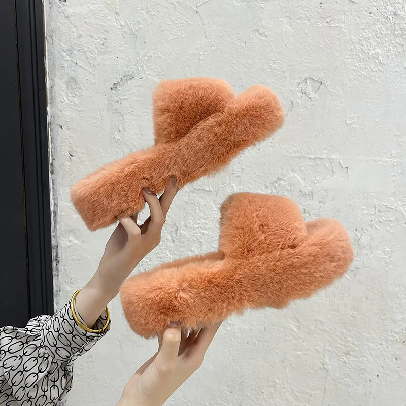 

Fur Slides Ladies Fur House Shoes Women Latest Design Girls Slippers Luxury Slides for Women