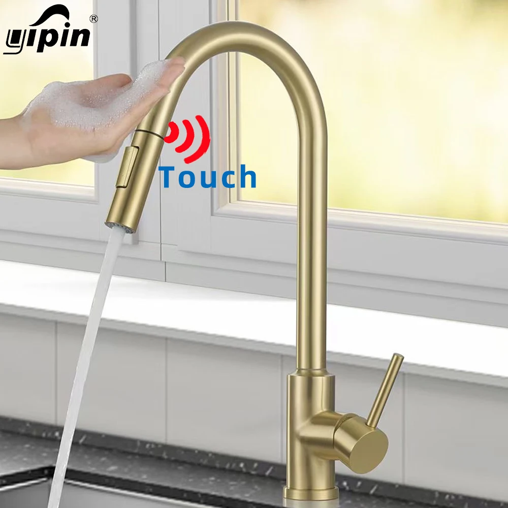 

Manufacture 304 Ss Pull Down Sprayer Sense Kitchen Faucets Sensor Touch Control Faucet kitchen sink Mixer Tap