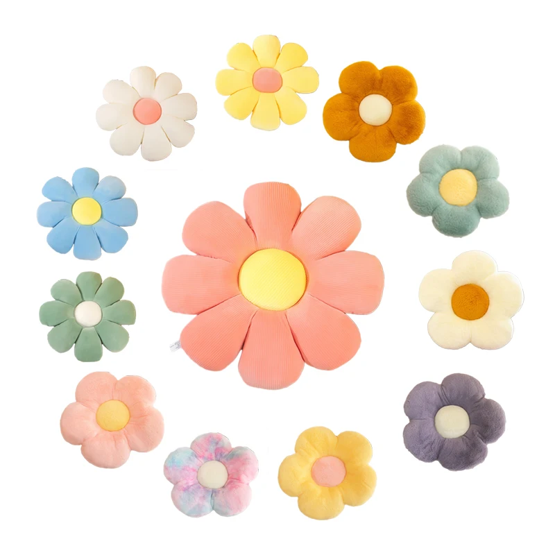 

New Custom Sunflower Pillow Flower Shape Plush Toy Stuffed Animals Daisy Plush Seat Cushion Soft Flower Pillows