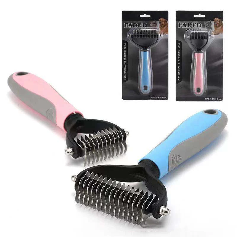 

Stainless Steel Pet Comb Brush Cat Dog Hair Removal Trimming Deshedding deshedding Tool, As picture or custom color