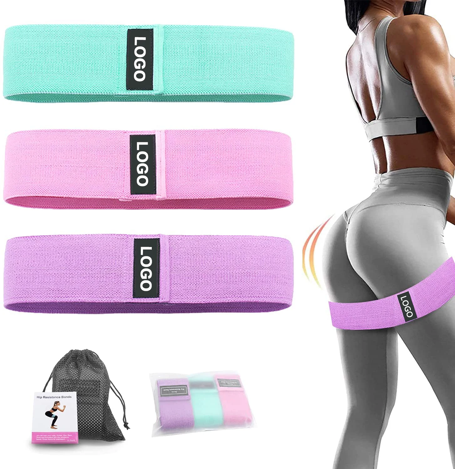 

Custom Logo Fitness Hip Circle Loop Resistance Bands Exercise Bands Elastic Resistance Bands Sets, Blue, red, yellow, black or customized