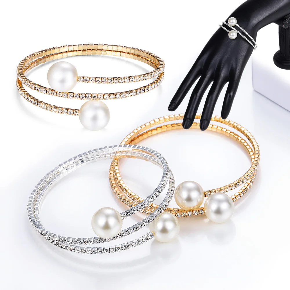 

CX0677 Hot selling Pearls bangle Fashion rhinestones bangles jewelry wholesale