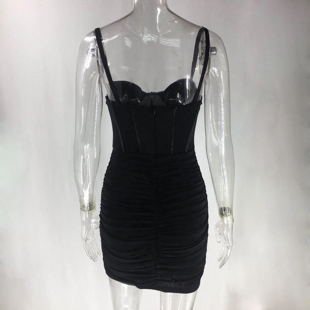 

summer latest Sexy mesh pleated mini Bodycon dress for woman