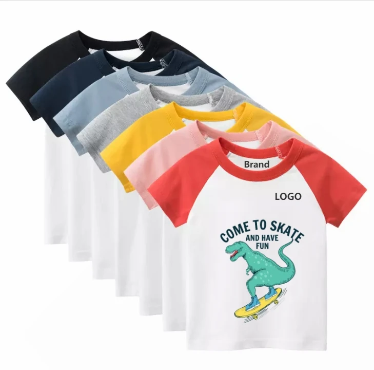 

7 Solid Colors Boy Children 100% Cotton Soft O-Neck T-Shirts Customized Printing Support