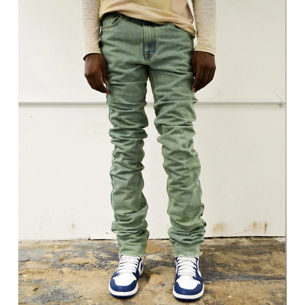 
DiZNEW Distressed Ripped Homme Fashion Custom Skinny Jeans Stacked Mens Jeans 