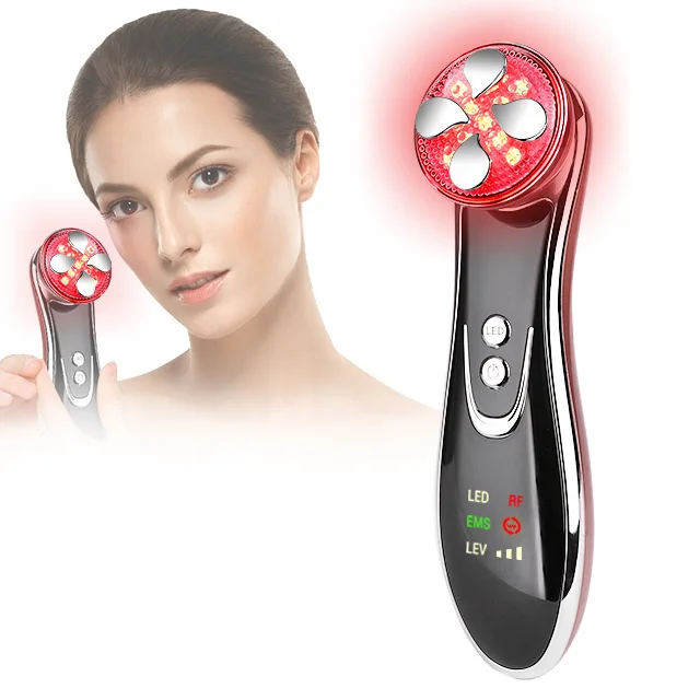 

EMS Led therapy Face Cellulite Hand Held Led Skin Tightening machine Wrinkle Removal Facial Rf Beauty Massager, Gold