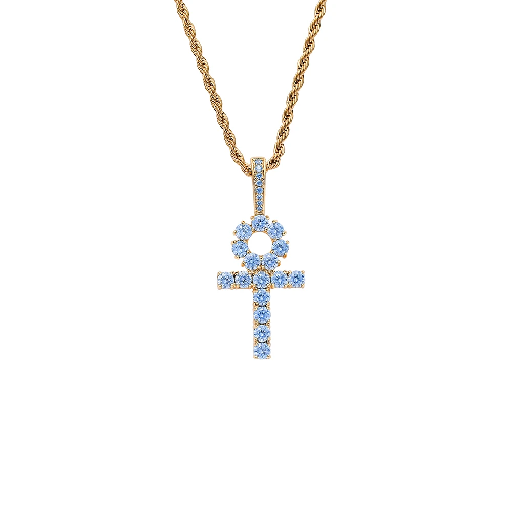 

CN246 Hot Selling Anha cross Pendant Rope Chain Bling bling Micro pave with CZ stones Necklace Hip Hop jewelry