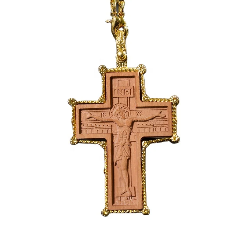 

Orthodox Russian Design Double-sided Cross Pendant Necklace Christian Jesus Byzantine Fashion Big Cross Necklace, Picture