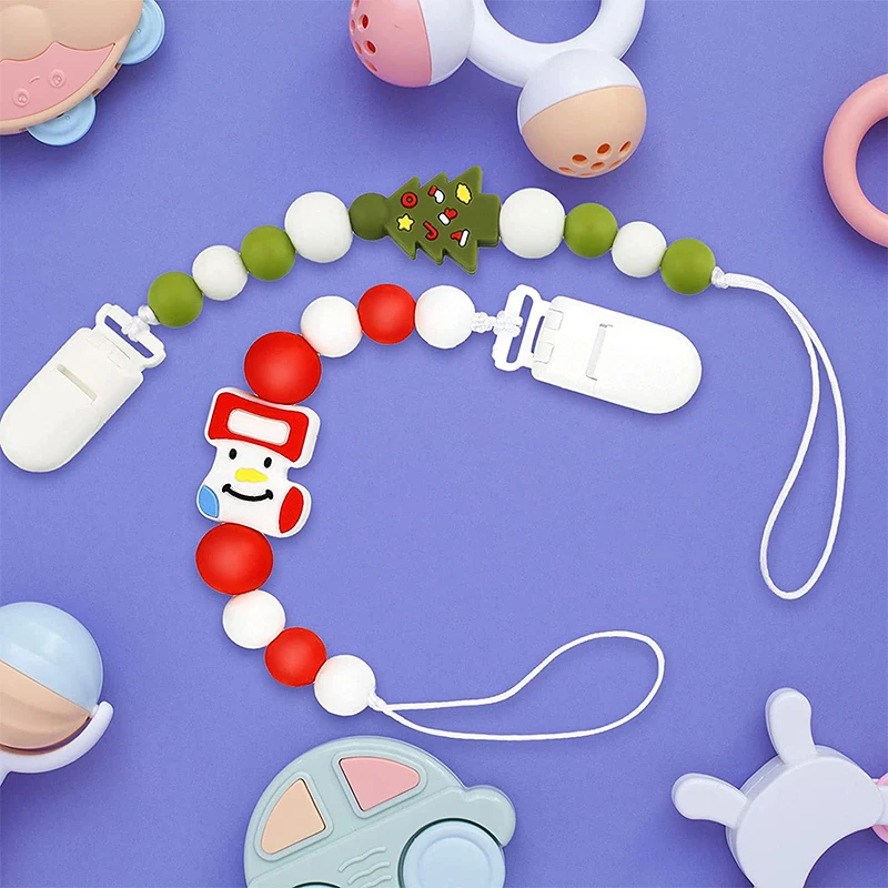 

Wholesale Baby Teething Dummy Chain Holder Silicone Pacifier Clip Customizable Silicone Personalised Baby Pacifier Clips