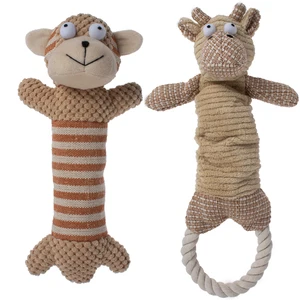 Manufacturer wholesale OEM custom logo cute bite resistence brown linen rope dog short plush toys