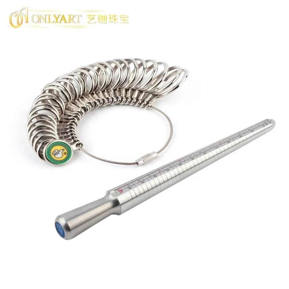 

China wholesale untarnished silver color alloy metal scale jewelry ring tool set metal US/EU finger ring sizer tool jewelry
