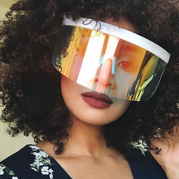 

Big Mirrored Mask Glasses Shades Oversize Sunglasses for Face Shield