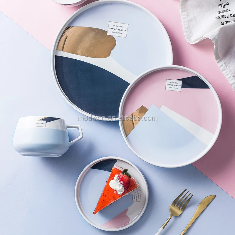 Hot Sale Fresh Style Dishwasher Safe Round Plate Bowl Ceramic Dessert Dinnerware