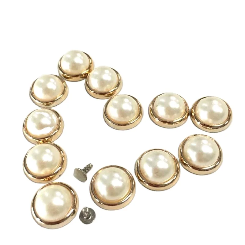 

wholesale gold with pearl beads half round plastic studs for shoes decoration