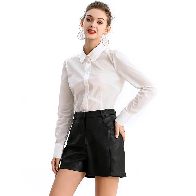 

T195 women clothing tops Spring Fall Winter High Quality Fashion Elegant office career work long Sleeve white women Shirt