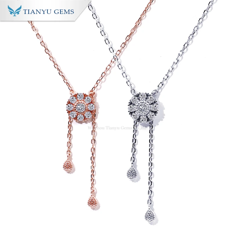 

Tianyu Gems Jewelry 18K Gold Plated 925 Sterling White Moissanite Silver Pendant Necklace