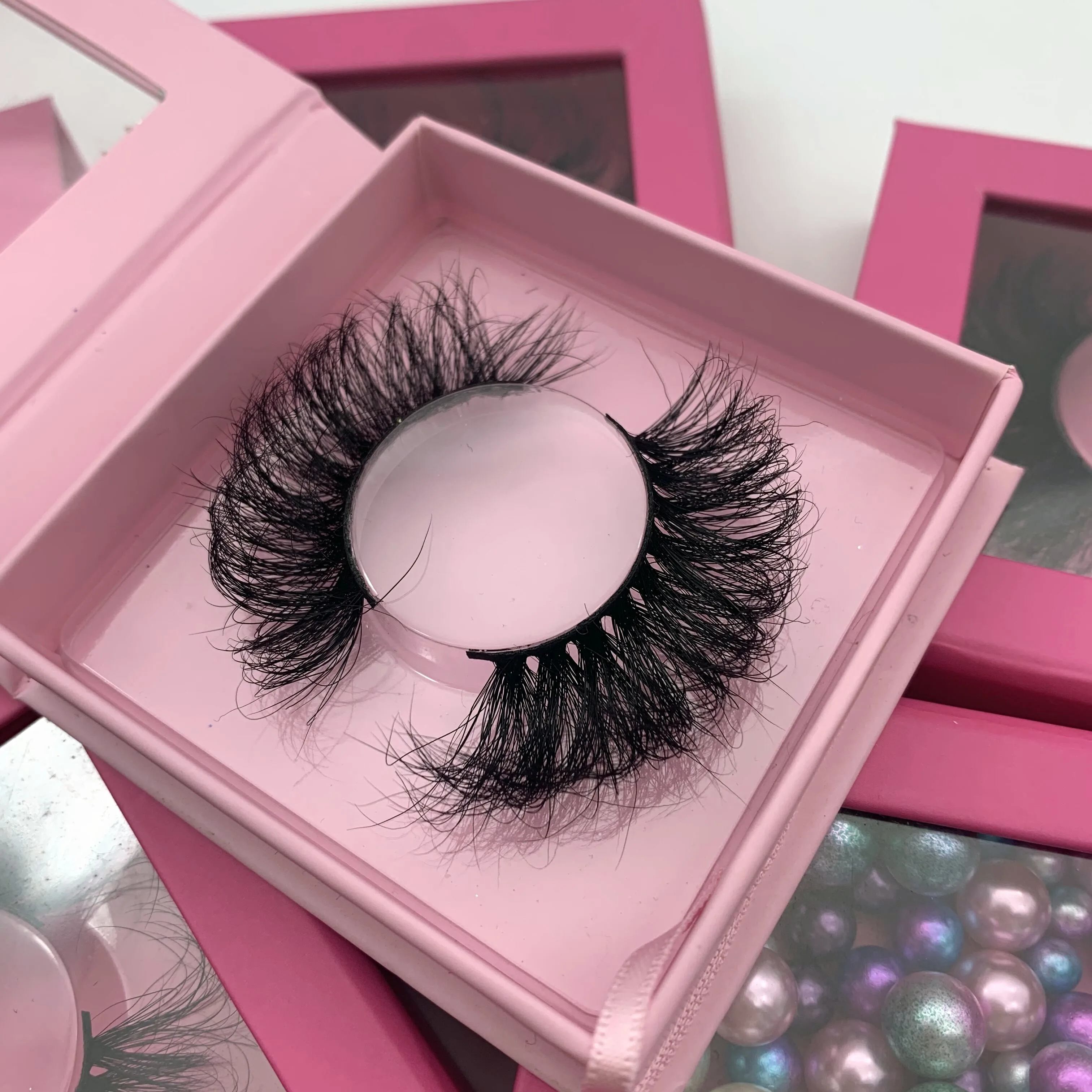 

Create Your Own Brand Eyelash Packaging Box 25mm Real Mink Eyelashes Lashes3d Wholesale Vendor, Black