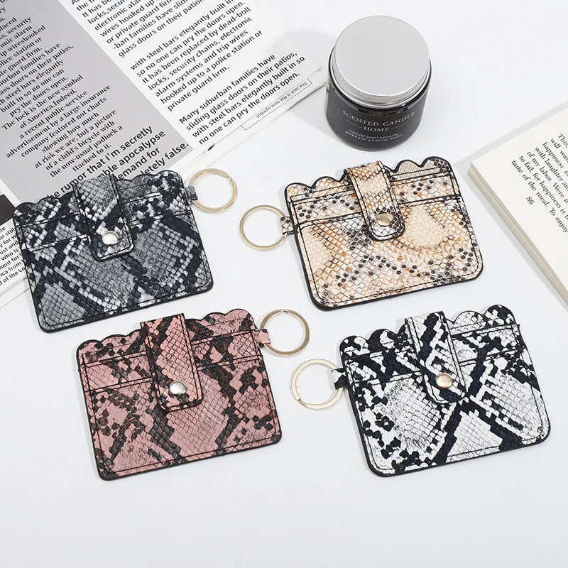 

Customize PU Leather Card Holder DIY PU Leather Credit Card Holder Women Leopard Wristlet Wallet Keychain