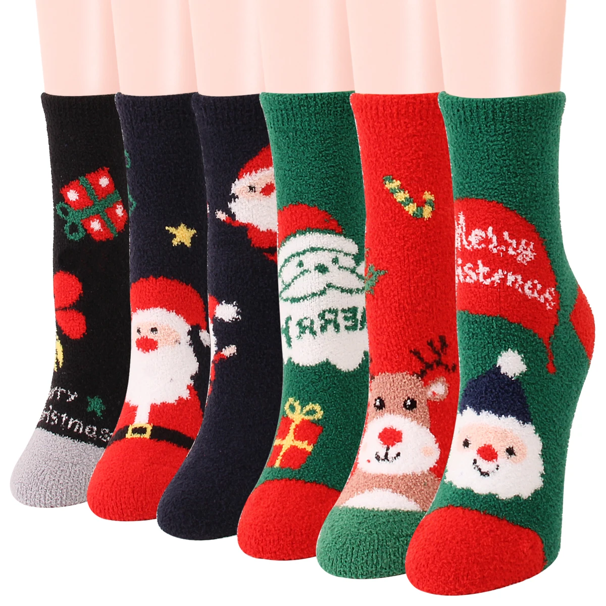 

Hot Selling Fashion Cartoon Jacquard Coral Velvet Warm Thick Fuzzy Funny Socks Christmas Support Paypal, Picture shows