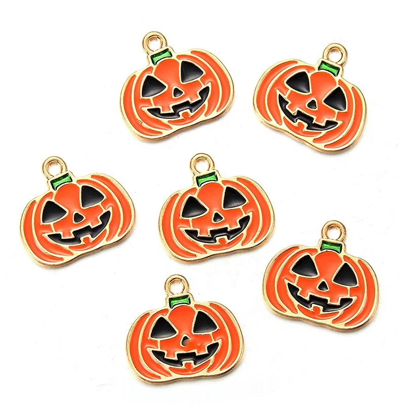 

Wholesale Enamel Halloween pumpkin Home Party style pumpkin charm for jewelry making DIY bracelet earrings necklace pendant, Picture show