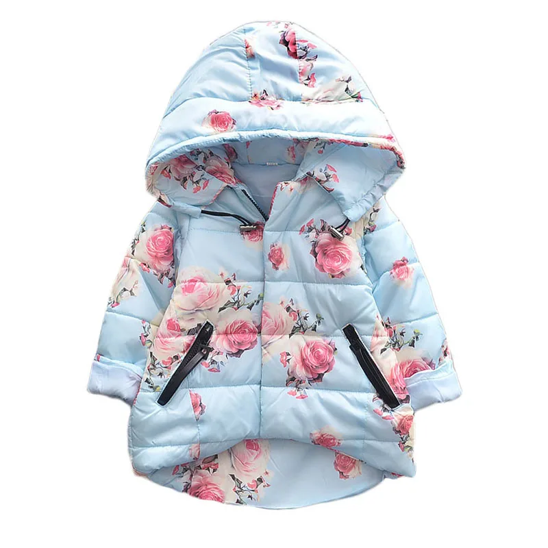 

Girls Winter Coat 2020 Winter Baby Girls Parkas Winter Jacket for Girls Floral Pattern Baby jacket Hooded Kids Outerwear