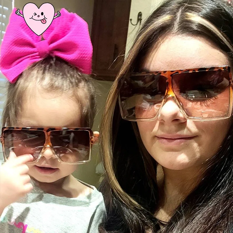 

2021 Square oversized mommy and me sun glasses matching set women kids sunglasses Mommy and me sunglasses