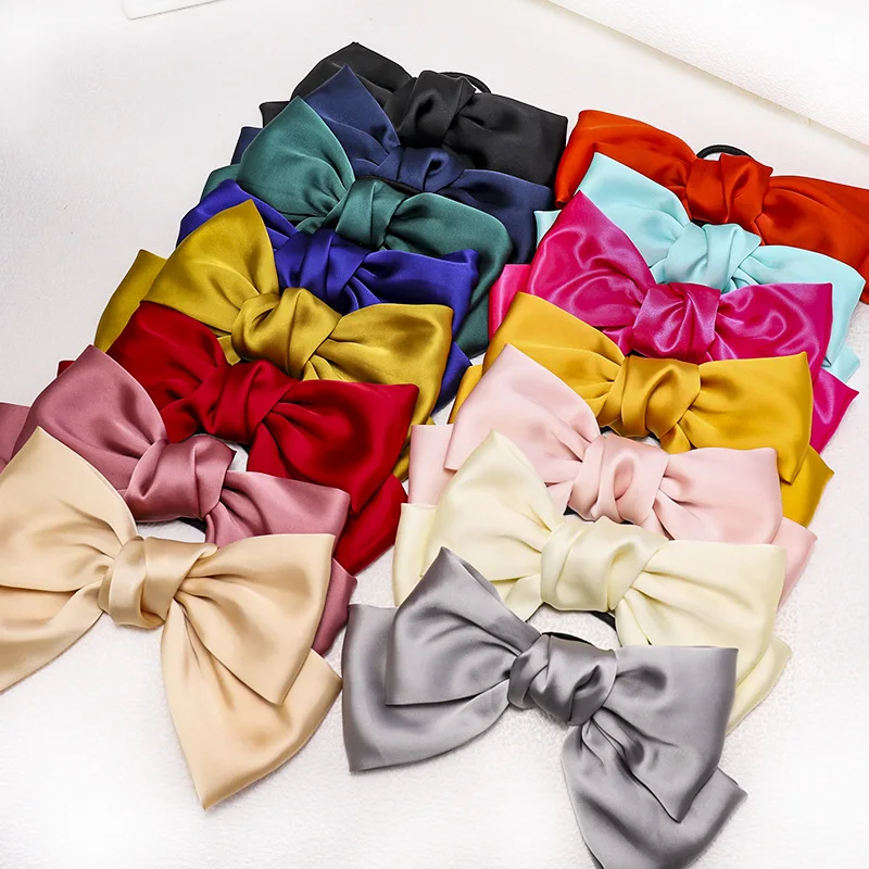 LRT Wholesale Custom Fashion Women Bow Hair Band Plain Satin Butterfly Bowknot Hair Clips For Girls.jpg