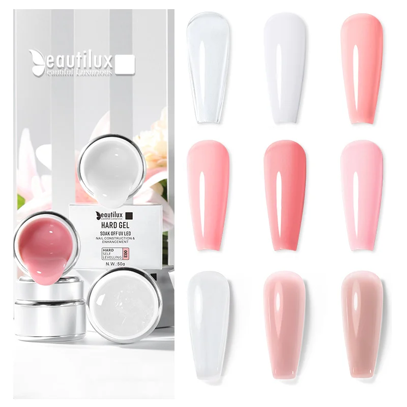 

Beautilux Building Nail Art Gel Pink Clear Milky Camouflage Self Leveling UV Gel French White Enhancement Gels Nail Polish