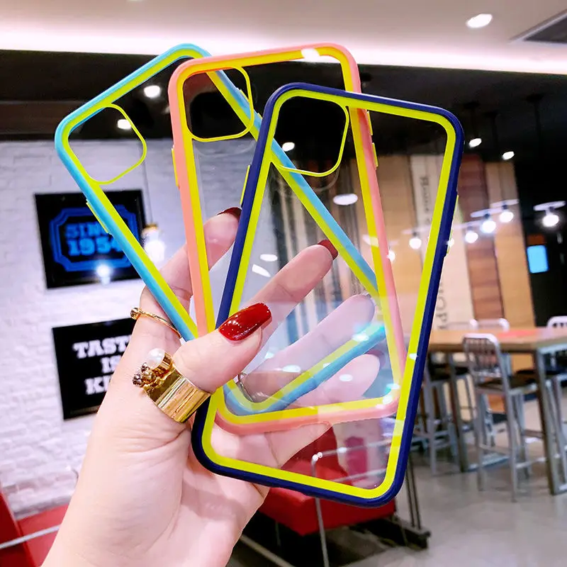 

Hybrid Color Transparent Acrylic Case for iPhone 11 Pro Max XR XS Max Capa Fundas