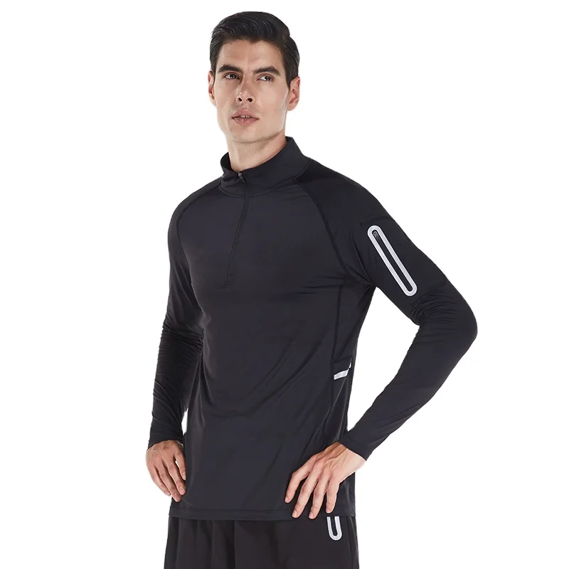 

Wholesale Slim Fit Mens Shirts Half Zip Breathable Polyester Long Sleeve Shirt