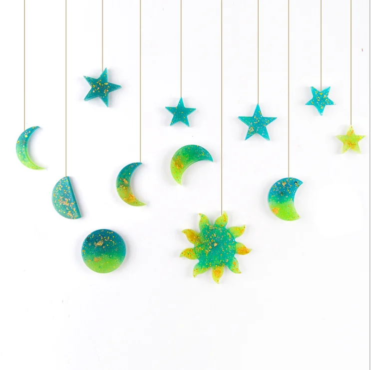 

LOVE'N LV317X Star moon sun eclipse die DIY mirror crystal gutta percha silicone Star Pendant