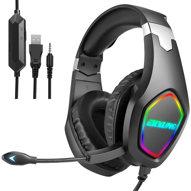 

Charming Computer E-sports Gaming RGB Light Wired Headset with Microphone