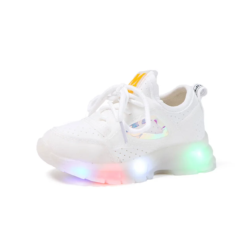 

Wholesale Fashion Flying Knit Children Girls Boys Shoes Casual LED flashing light Sneakers kids Summer School shoes