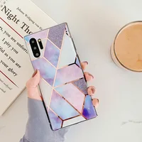 

OTAO Geometric Marble Texture Phone Case For Samsung Note 9 10 Pro S10 S9 S8 Plus A50 A70 Plating Soft Silicone Cover Telefono